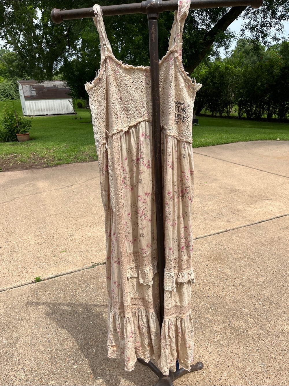 Boho Cream Floral Crochet Maxi Dress ALTERED - Picture 2 of 6